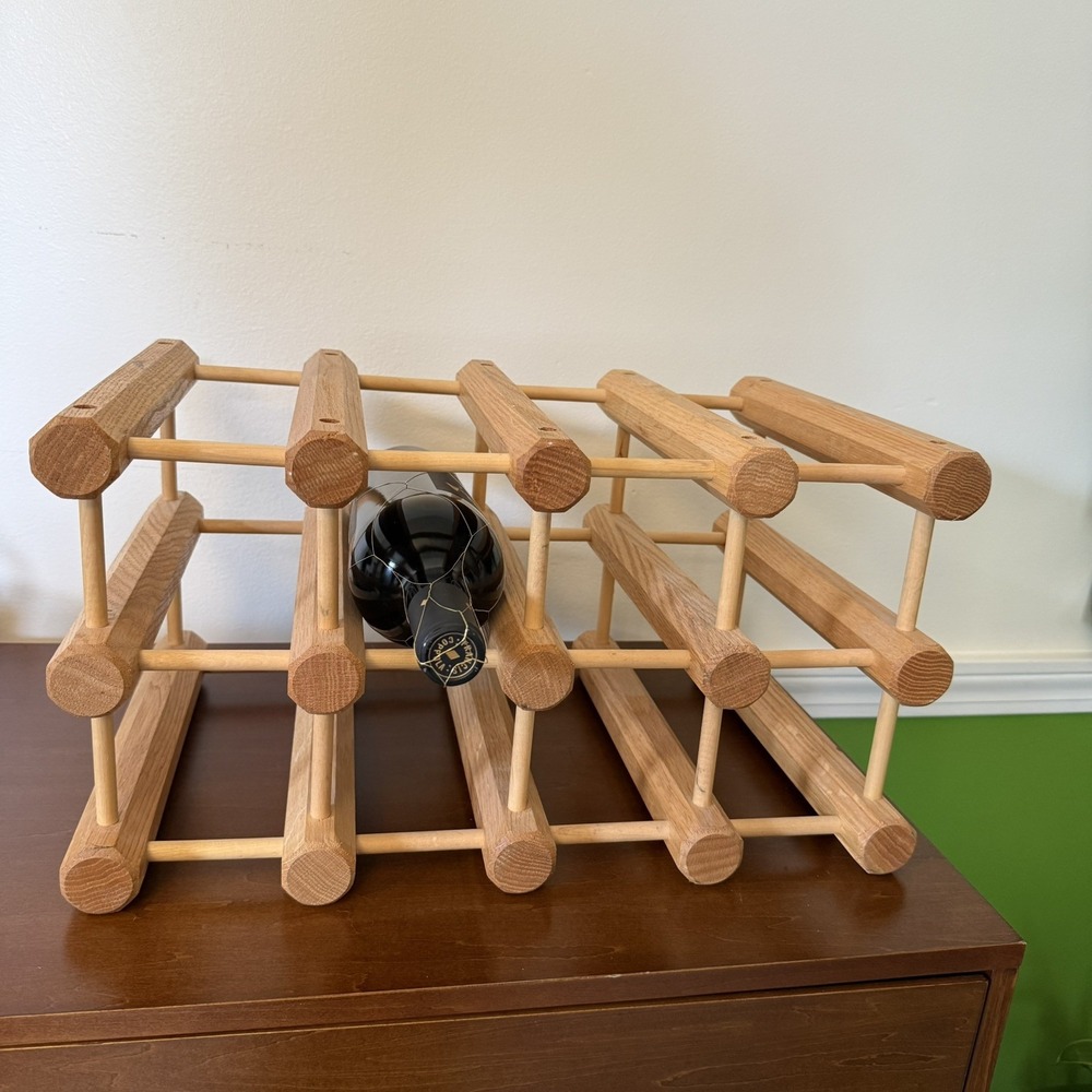 Vintage Stackable Modular 8 Bottle Wooden Wine Rack Storage Freestanding Sturdy